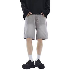 Short de sport en jean décontracté et respirant pour hommes Style de rue populaire personnalisé en gros Taille élastique Motif solide Design Coton - Product Image 2