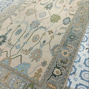 Stylish Traditional Wool/Silk Oushak Area <b>Rugs</b> & Sets Anti-Slip Eco-Friendly PET-Friendly Home Decor - Product Image 1