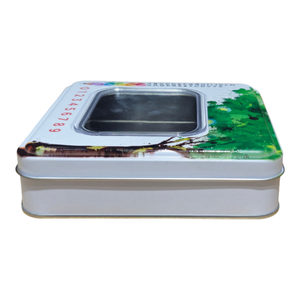 กล่องของขวัญทรงสี่เหลี่ยมสีเงินขนาด160x160x40มม. พิมพ์ลายดีไซน์ตามสั่งกล่องดีบุกเกรดอาหารพร้อมหน้าต่าง - Product Image 3