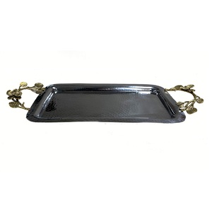 Decorative Metal Serving Tray Premium Quality Handmade Designer Platter Rectangle Shape Wholesale Metal Serving Tray - Product Image 5