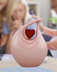 Urna de lágrima Rosa Urna de cremación de esmalte rosa de tamaño completo para cenizas humanas hasta 210 libras Urnas para adultos - Product Image 3