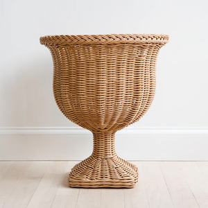 Florero de urna de pedestal de ratán trenzado desmontable del superventas, diseño moderno portátil respetuoso con el medio ambiente para el hogar, OEM personalizado hecho a mano - Product Image 4