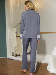 Ensemble de pyjama pour femmes en coton 100% - Basique - Hiver - Uni - ODM - Doux - Respirant - Taille élastique - Lavable en machine - Manches longues - Confortable - Product Image 2