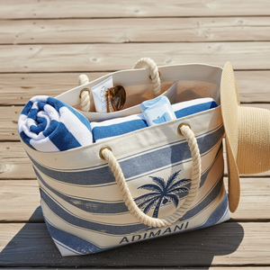 Venta al por mayor bolso de playa de algodón OEM logotipo personalizado bolso de mano grande verano vacaciones viaje bolso de hombro bolso de algodón ecológico - Product Image 4