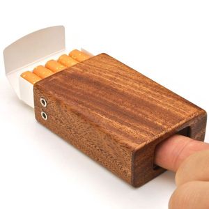 ÉTUI À CIGARETTES LUXE PERSONNALISÉ VINTAGE Noir Boîte En Bois Noyer Mince Poche Conteneur De Stockage De Haute Qualité pour Cadeau - Product Image 4