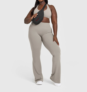 Conjunto de 4 Piezas de Ropa Deportiva para Mujer: Sujetador Deportivo <span class=keywords><strong>Bond</strong></span> OEM Personalizado, Leggings Suaves y Elásticos de Cintura Alta con Dobladillo Recto y Pierna Acampanada - Product Image 5