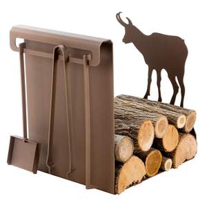 Metal Iron <b>Log</b> Rack in Brown Color with Durable Build Perfect <b>for</b> Indoor and Outdoor <b>Firewood</b> Storage Accessories - Product Image 2