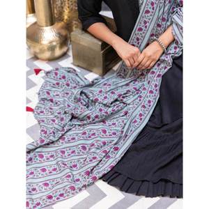 Dupatta Fanna en modal imprimé au bloc – Chiffon Georgette à imprimé numérique floral, tenue ethnique de soirée - Product Image 3