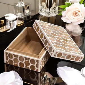 Caja de almacenamiento decorativa con incrustaciones de hueso rectangulares de diseño personalizado de la mejor calidad, patrón cuadrado, mayorista directo de India para exportación - Product Image 4