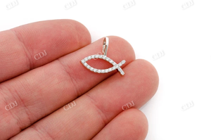 Hip Hop diamant bijoux pendentif délicat vente chaude véritable diamant 14K or jaune poisson chrétien femmes mode à la mode 0.20 CTW GIA - Product Image 4