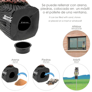 Dissuasore per uccelli a forma di gufo con testa rotante 40 cm. - Product Image 3
