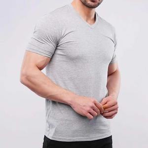 Camiseta de algodón 100% de alta calidad, ropa de calle con cuello en V, ajuste Regular, camiseta de diseño de cuello redondo personalizable para hombres - Product Image 1