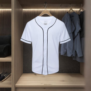 Uniformes de sport boutonnés à manches courtes pour hommes Maillot de baseball vierge lourd de 140 grammes Motifs de logos personnalisés - Product Image 1