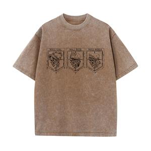 Camisetas Vintage personalizadas 100% algodón lavado ácido Hip Hop camiseta de gran tamaño hombres Streetwear camiseta negro desgastado camisas para hombre - Product Image 5