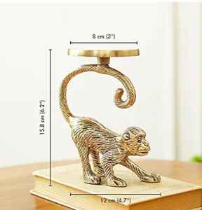 Soporte de Metal para vela de mono, acabado chapado en oro, decorativo para el hogar, mesa de sala de estar, soporte pequeño Vintage moderno - Product Image 2
