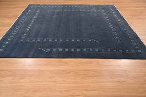 พรมขนแกะสีน้ำเงินทำมือ สไตล์โมเดิร์นมินิมอล ขนาด 9x12 ฟุต สำหรับห้องนั่งเล่น ห้องนอน ตกแต่งบ้าน - Product Image 6