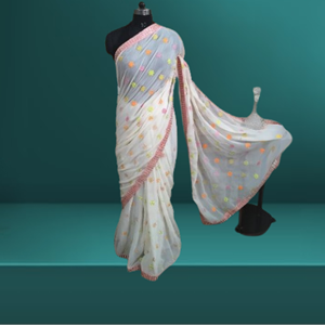 Exquisito Sari indio tradicional intrincadamente bordado de seda impresionante diseño de ropa - Product Image 4