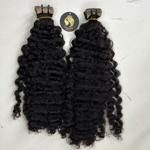 Vente en gros de cheveux humains vierges 100% bruts non traités, paquets bouclés birmans non traités/i-tip/Extensions de ruban adhésif - Product Image 3