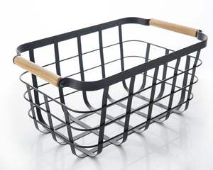Modern Nordic Matte Black Metal Wire Fruit Basket with <b>Wooden</b> Handles Iron Mesh Kitchen Storage Organizer Bowl for <b>Bread</b> Basket - Product Image 2