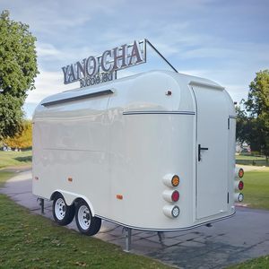 Remorque à thé aux bulles YANO CHA, chariot alimentaire blanc avec fenêtre de service et éclairage LED - Product Image 2