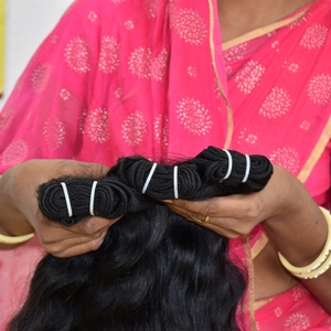 Raw Indian Temple Human Hair Bundles Machine Double Weft Wavy Vendor 100% Unprocessed <b>Cheap</b> Human Hair <b>Extensions</b> - Product Image 4