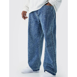 Wholesale <b>Men's</b> High Street Waterproof Windproof Breathable Outdoor Denim <b>Jeans</b> Regular Fit 100% Cotton High Button Logo - Product Image 1