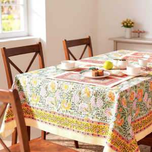 Khushboo Cotton 3mm Thick Natural Style Floral Print Home Decoration Wedding Garden Party <b>Table</b> <b>Runner</b> <b>Placemat</b> - Product Image 1