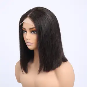 8-40 inci tanpa Chemica HD renda wig Frontal Vendor 100% rambut lurus kutikula bagian tengah renda dari merek rambut berkilau