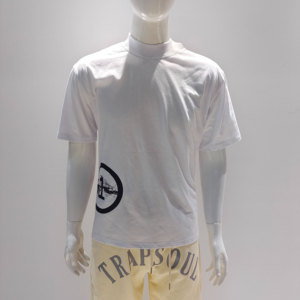 เสื้อยืดผู้ชายแขนสั้นเปิดไหล่เสื้อยืดผ้าฝ้ายสีขาวลำลองไซส์ใหญ่100% ออกแบบโลโก้ได้ตามต้องการ - Product Image 1