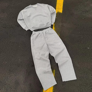 Conjunto de chándal liso de algodón pesado para hombre, conjunto de pantalones de chándal y Sudadera con capucha de dos piezas con logotipo personalizado impreso, chándal deportivo - Product Image 4