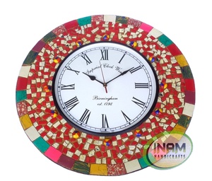 Horloge murale analogique artisanale design et tendance avec marbre multicolore, design élégant par INAM HANDICRAFTS - Product Image 1