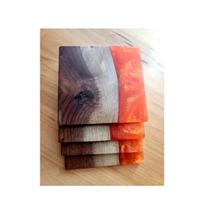 Posavasos de piedra de madera y resina epoxi hecho a mano para restaurantes de agua y color azul cielo - Product Image 4