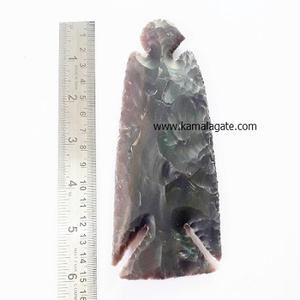 Indian Agate 4-Inch Eagle Shape Arrowhead Semi-Precious Stone Craft with Fancy Designs Carved Agate Handmade <b>Mascot</b> - Product Image 2