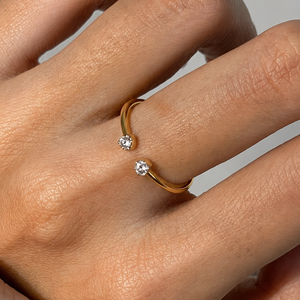 Bague en diamant à extrémité ouverte - Bande solitaire réglable en argent sterling - Product Image 1