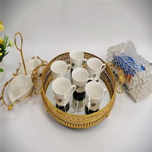 Bandeja de servicio de espejo y metal de tendencia superior Nueva llegada Regalos de inauguración de la casa de calidad lujosa - Product Image 4