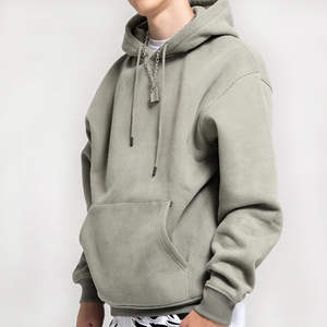 Sudaderas con capucha de algodón pesado Logotipo personalizado de alta calidad Sudaderas con capucha de algodón de gran tamaño en blanco para hombres Sudadera con capucha de hombro caído OEM - Product Image 1