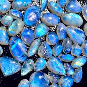 พลอยมูนสโตนชุดอัญมณีสีรุ้งธรรมชาติขัดเงาสำหรับงานฝีมือเครื่องประดับช่าง - Product Image 6