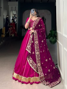 Precioso algodón de aspecto con encaje Touch Lehenga Choli Fabricante y proveedor de Surat a precio barato - Product Image 3