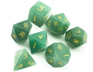 Migliore qualità vendita calda Bulk naturale verde avventurina gemma dadi Set RPG gioco di ruolo pietra dadi Set con borsa di velluto