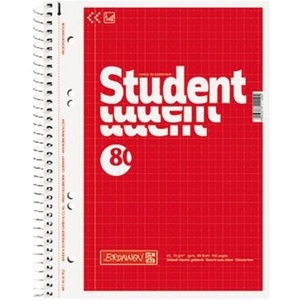 Brunnen Student College Block A5 Squared 70 Gsm Red 80 Sheets Notebook - Product Image 1