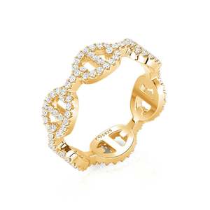 Jeulia Minimalist Gold Pave Anchor Chain <b>Ring</b> with Zircon Gemstone - Product Image 2