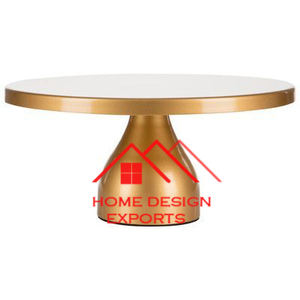 Meilleure vente Support à gâteau de luxe sur dessus en marbre plaqué or Décoration de fête de mariage Matériau métallique - Product Image 5