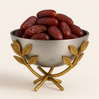 Dernier bol de date de piédestal en argent fabriqué à la main avec olivier doré plat de fruits secs islamique pour Iftar Ramadan et décoration intérieure