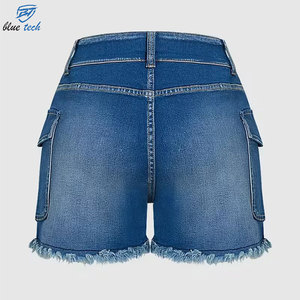 High Quality Women High Waist Breathable <b>Washed</b> Denim Shorts Stretch Casual Summer Factory Price Wholesale Supplier - Product Image 5