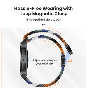 Bracelet de montre pour Samsung Galaxy Watch 8 40mm 44mm Bracelet magnétique en nylon tressé Bracelet intelligent réglable pour les amateurs de fitness - Product Image 2