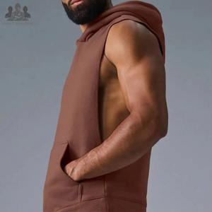 <b>Men's</b> 100% Cotton <b>Sleeveless</b> Hoodies for Workout Gym Fitness-Eco-Friendly Breathable Outdoor Bodybuilding Muscle Wear - Product Image 2