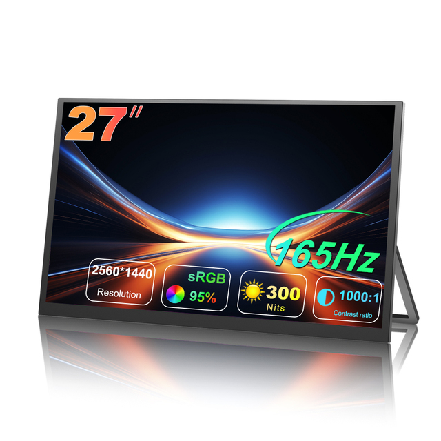 Gaming Monitor 27 Inch Portable Gaming Monitor 165Hz 2.5k HDR USB-C VESA Stand Portable LCD Display
