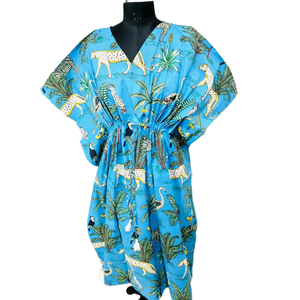 Jaipuri Print Long <b>Kaftan</b> Elegant 1-Piece Women's Clothing with Unique Indian Design - Product Image 1