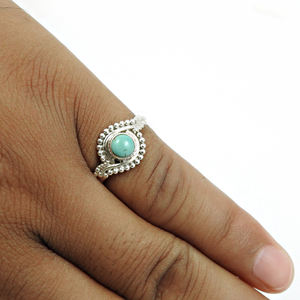 สินค้าขายดี925เงินสเตอร์ลิงพลอยเทอร์ควอยซ์ธรรมชาติมีสไตล์สง่างามแหวน December birthstone เครื่องประดับอินเดีย - Product Image 4