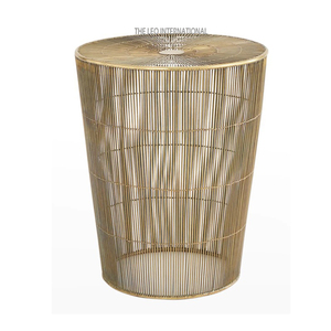Mesa de bebidas lateral de alambre de hierro dorado para sala de estar, nueva llegada, mesa auxiliar redonda de Metal para hoteles para uso doméstico - Product Image 1